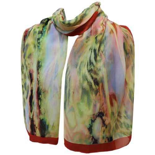 фото Шарф crystel eden,185х55 см, оранжевый, зеленый