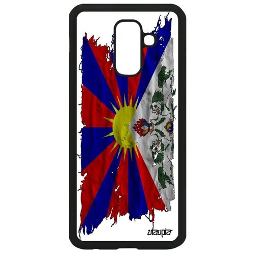 фото Необычный чехол для смартфона // galaxy a6 plus 2018 // "флаг тибета на ткани" государственный патриот, utaupia, белый