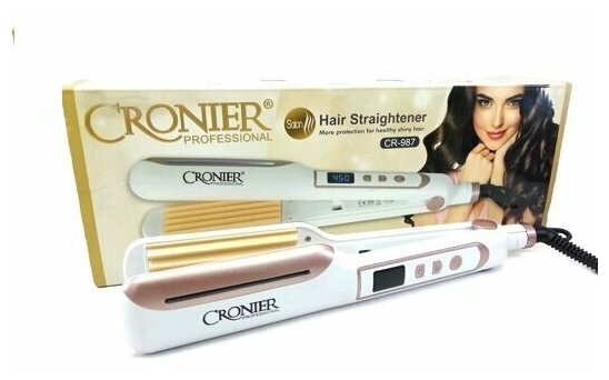 Щипцы-гофре с керамическими пластинами плойка для завивки волос CRONIER CR-987G