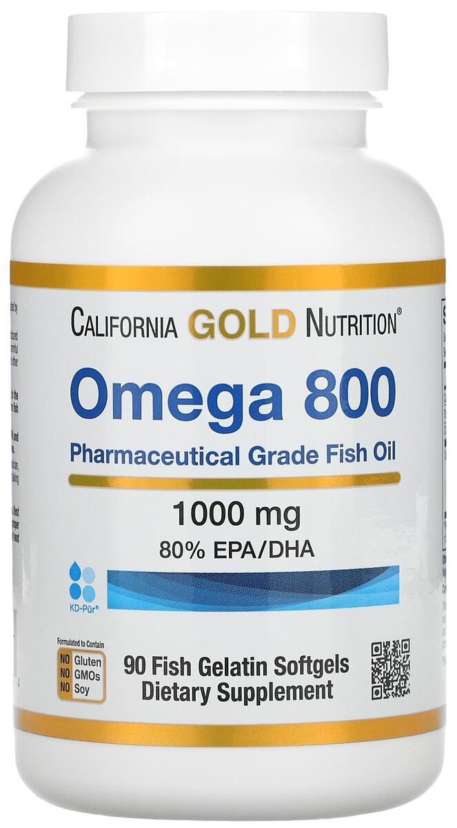 Капсулы Омега 3 California Gold Nutrition Омега 800, Рыбий жир ...
