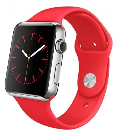 Ремешок силиконовый для Apple Watch 42/44/45/49мм (14), красный, на кнопке