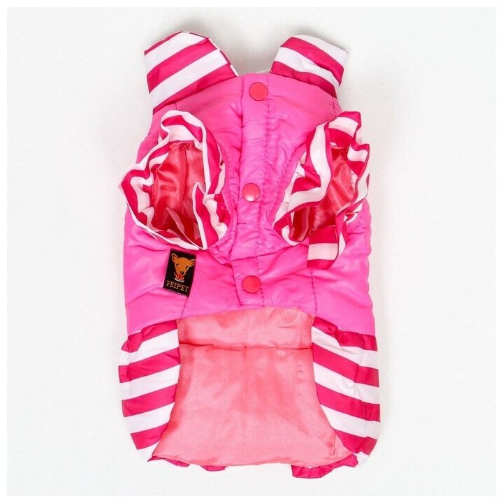 Куртка для собак КНР с воланами, размер 6, спинка 43 см, шея 44 см, грудь 60 см, розовая - фотография № 7