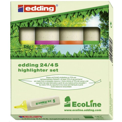 Edding Набор текстовыделителей EcoLine 24, E-24/4S, 4 шт., ассорти, 4 шт.