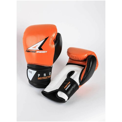Перчатки боксерские FIGHTING ENERGY Instructor Кожа, оранжевые (10 унций)