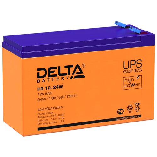 Аккумуляторная батарея DELTA Battery HR 12-24W 12В 6 А·ч батарея delta hr 12 24w 6ач 12b