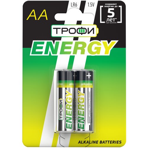 Батарейка ТРОФИ ENERGY LR6, в упаковке: 2 шт. батарейка трофи energy lr03 в упаковке 2 шт