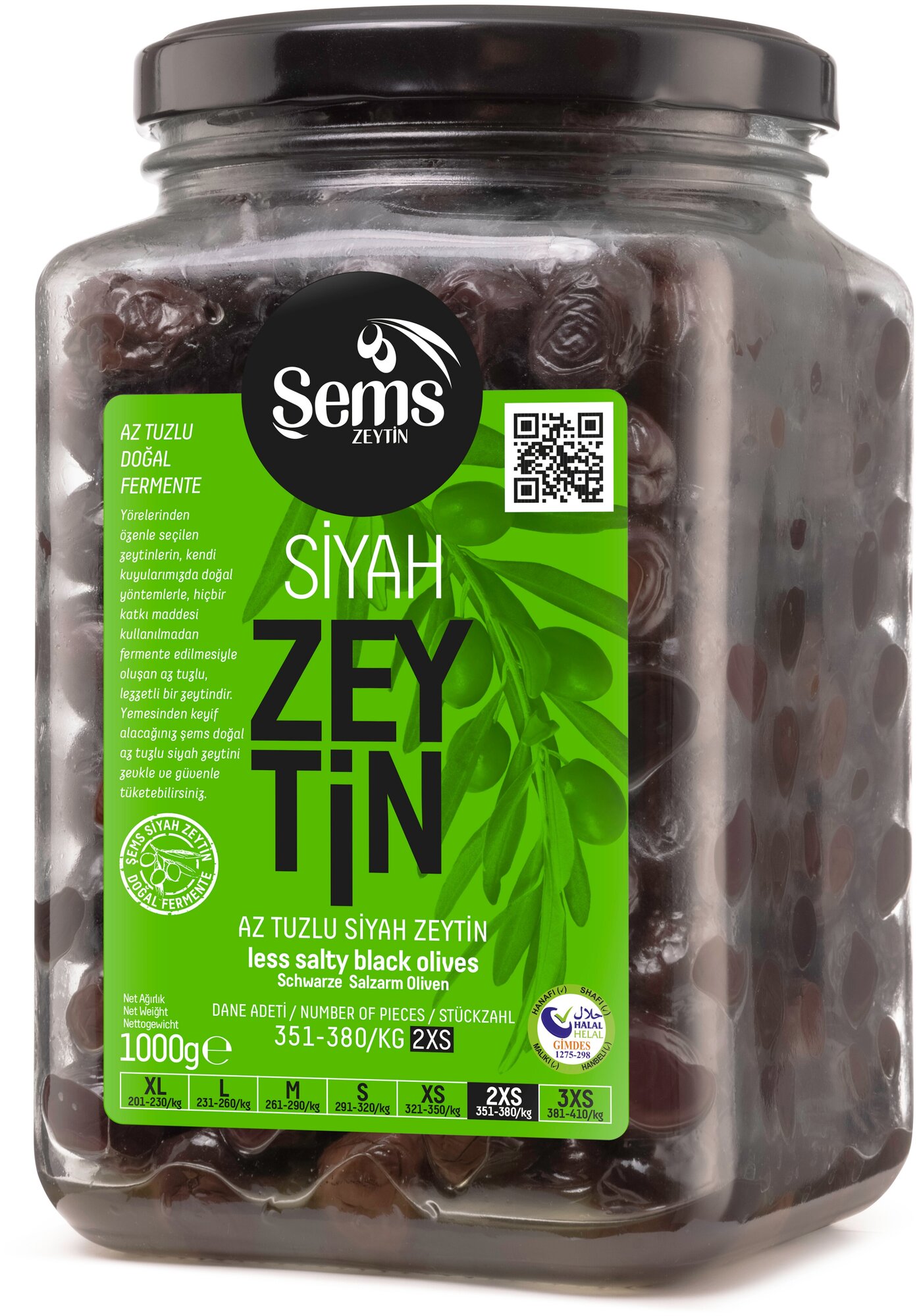 Оливки вяленые черные "Şems" 2XS 1 кг, Турция