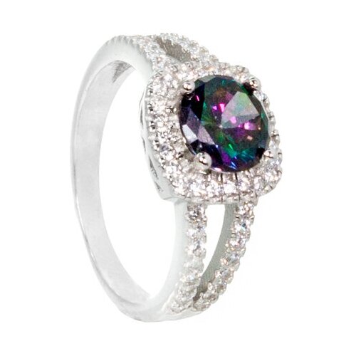 фото Серебряное кольцо 'идеал' с мистическим топазом и фианитами серена-сильвер