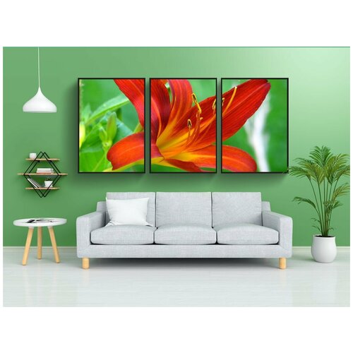 фото Набор модулных постеров для интерьера "лили, цветок, красный" 60x90 см. в тубусе, без рамки lotsprints