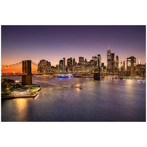 Фотообои Уютная стена Зачаровывающий вид на Бруклинский мост 410х270 см Бесшовные Премиум (единым полотном)