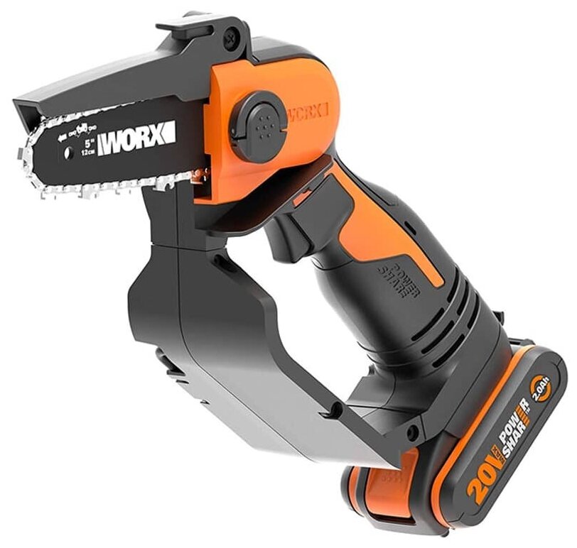 Пила цепная компактная WORX WG324E 20V аккумуляторная c 2Ач батареей, 2А зарядкой и кейсом