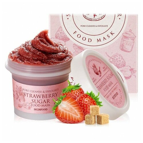 Skinfood Маска-пилинг с земляникой Strawberry Sugar Food Mask, 120 г маска для лица honey sugar food mask skinfood 120 мл