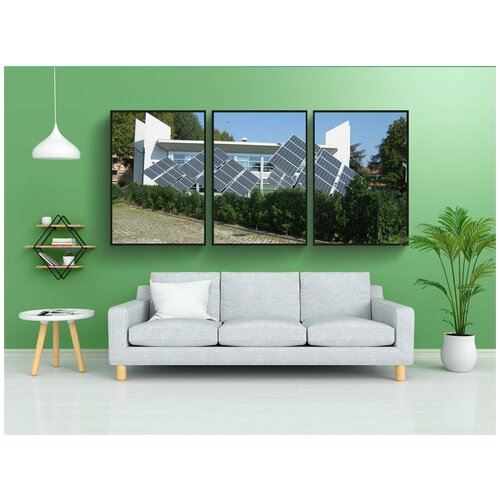 фото Набор модулных постеров для интерьера "солнечные батареи, альтернативная энергетика, панели" 60x90 см. в тубусе, без рамки lotsprints