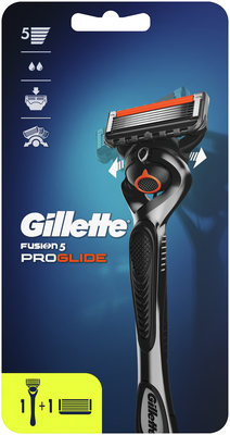 Многоразовый бритвенный станок Gillette Fusion5 ProGlide, черный/серебристый, 2 шт.
