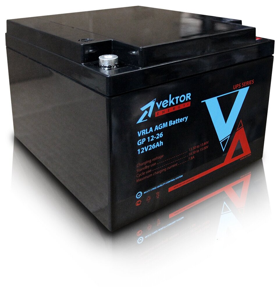 Аккумулятор для ИБП Vektor Energy GP 12-26 12В AGM (26 Ач) для источника бесперебойного питания