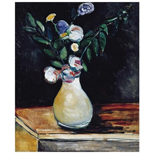Репродукция на холсте Букет цветов в белой вазе (Bouquet of flowers in a white vase) №1 Вламинк Морис 40см. x 48см.