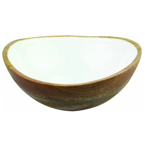 фото Миска mango wood&white enamel 18*16*8,5см be home