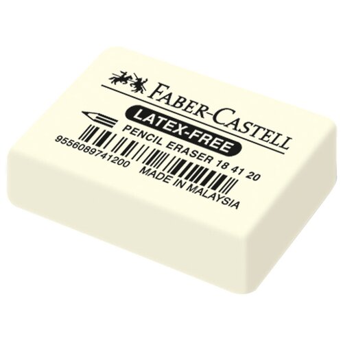 Ластик Faber-Castell Latex-Free, прямоугольный, синтетический каучук, 40*27*10мм, 20 штук в упаковке набор ластиков faber castell latex free скошенный комбинированный 56x20x7мм блистер 2шт 10 уп 180667