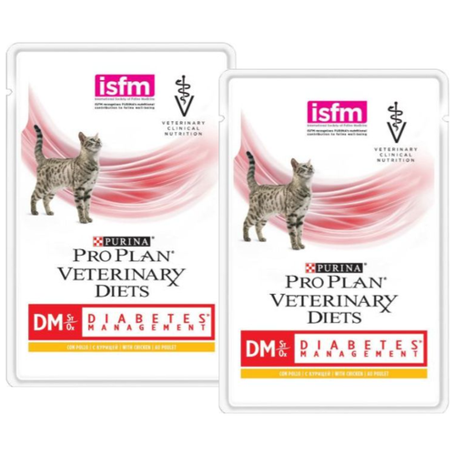 Влажный корм для кошек Pro Plan Veterinary Diets Diabetes Management DM Diabetes Management, при сахарном диабете, с курицей 2 шт. х 85 г (кусочки в желе)