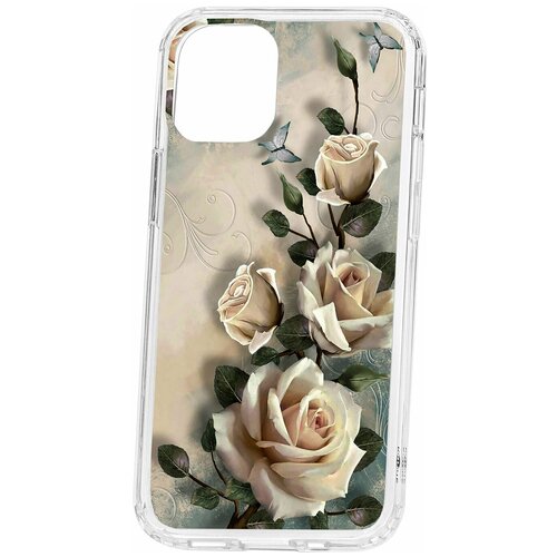 фото Чехол для apple iphone 12 mini kruche print белые розы / чехол для apple iphone / чехол с рисунком / чехол с принтом / чехол для айфон / бампер на айфон / чехол накладка для iphone / противоударная накладка для iphone / защита для iphone / защита на айфон / cиликоновый чехол для iphone / пластиковый чехол на iphone / защитный чехол для iphone кruче,kruche