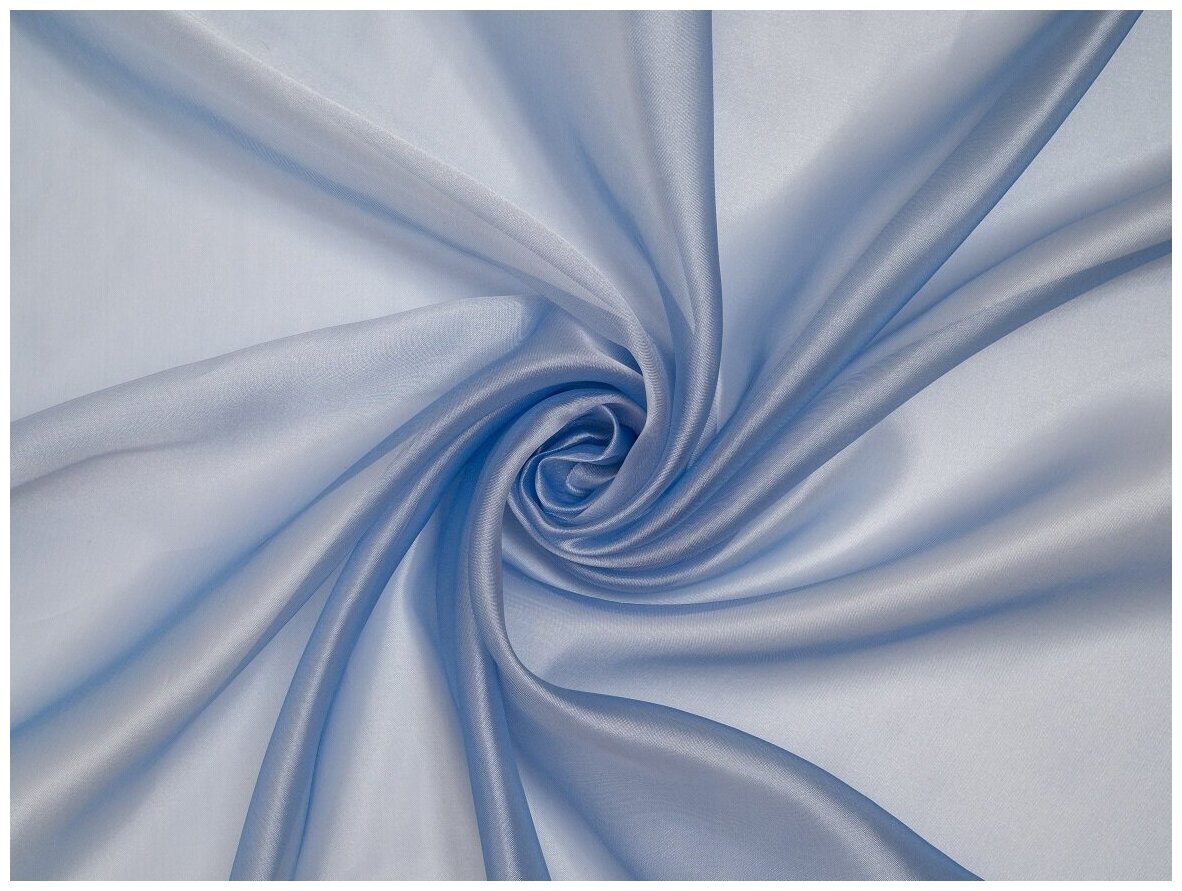 Тюль микровуаль высота 260, ширина 250 цвет голубой на шторной ленте - фотография № 6