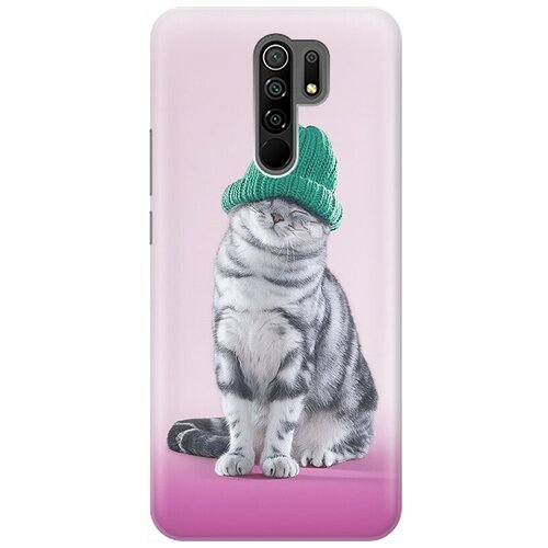 фото Ультратонкий силиконовый чехол-накладка для xiaomi redmi 9 с принтом "кот в зеленой шапке" gosso