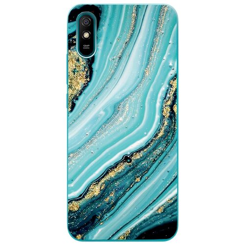 фото Ультратонкий силиконовый чехол-накладка clearview для xiaomi redmi 9a с принтом "green marble" gosso