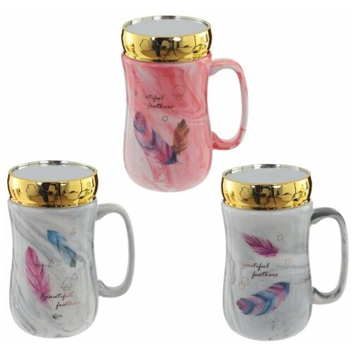 фото Кружка с зеркальной крышкой, 450 мл, l11 w8 h14 см, (3 вида - не набор) ksm-757416 yandex market