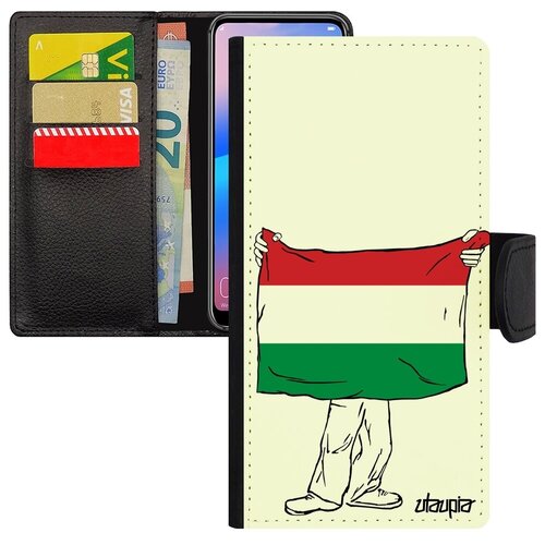 фото Противоударный чехол книжка на мобильный // samsung galaxy a40 // "флаг венгрии с руками" государственный путешествие, utaupia, белый