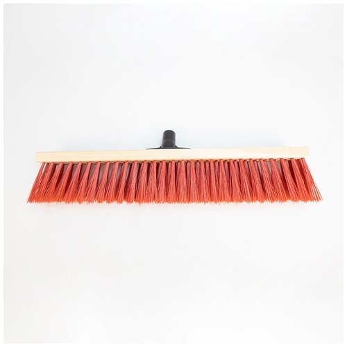 Щетка тротуарная 500 мм деревянная колодка, пластмассовая державка / Щетка для улицы без черенка