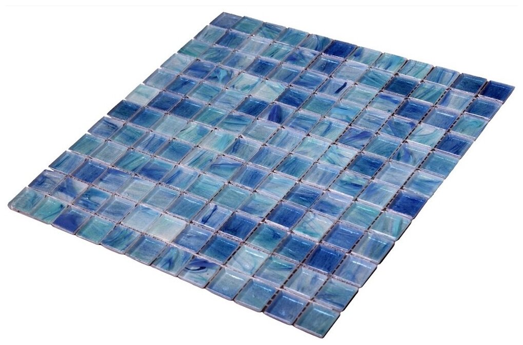 Плитка мозаика GLOBALGRES стекло синий микс 30X30 см. чип - 20х20 мм. /плитка настенная/плитка для стены - фотография № 4