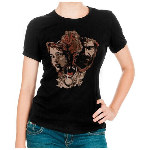 Футболка Design Heroes The Last of Us - Элли и Джоэл Женская Черная 2XL