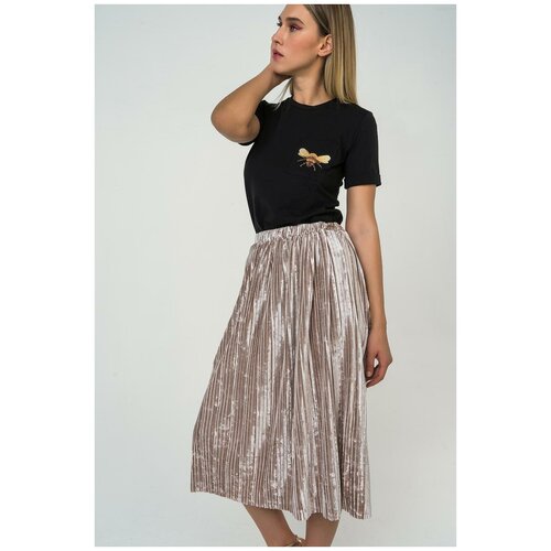 Юбка велюровая на резинке Fashion Confession FC18W1203 Бежевый 42-46