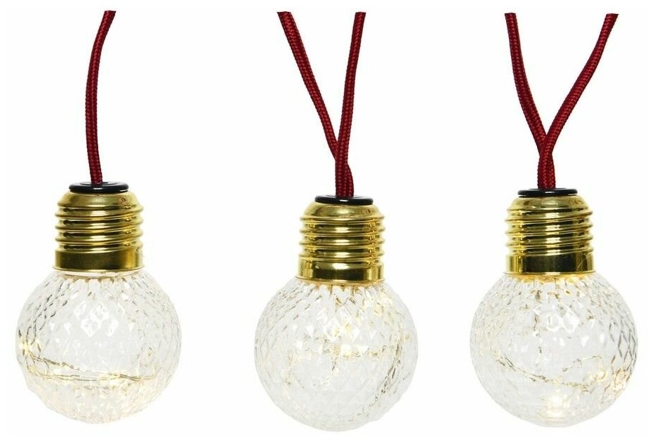 фото Kaemingk Ретро гирлянда Сириус 10 ламп с теплым белым светом, 2.7 м, красный шпагат, IP20 480239