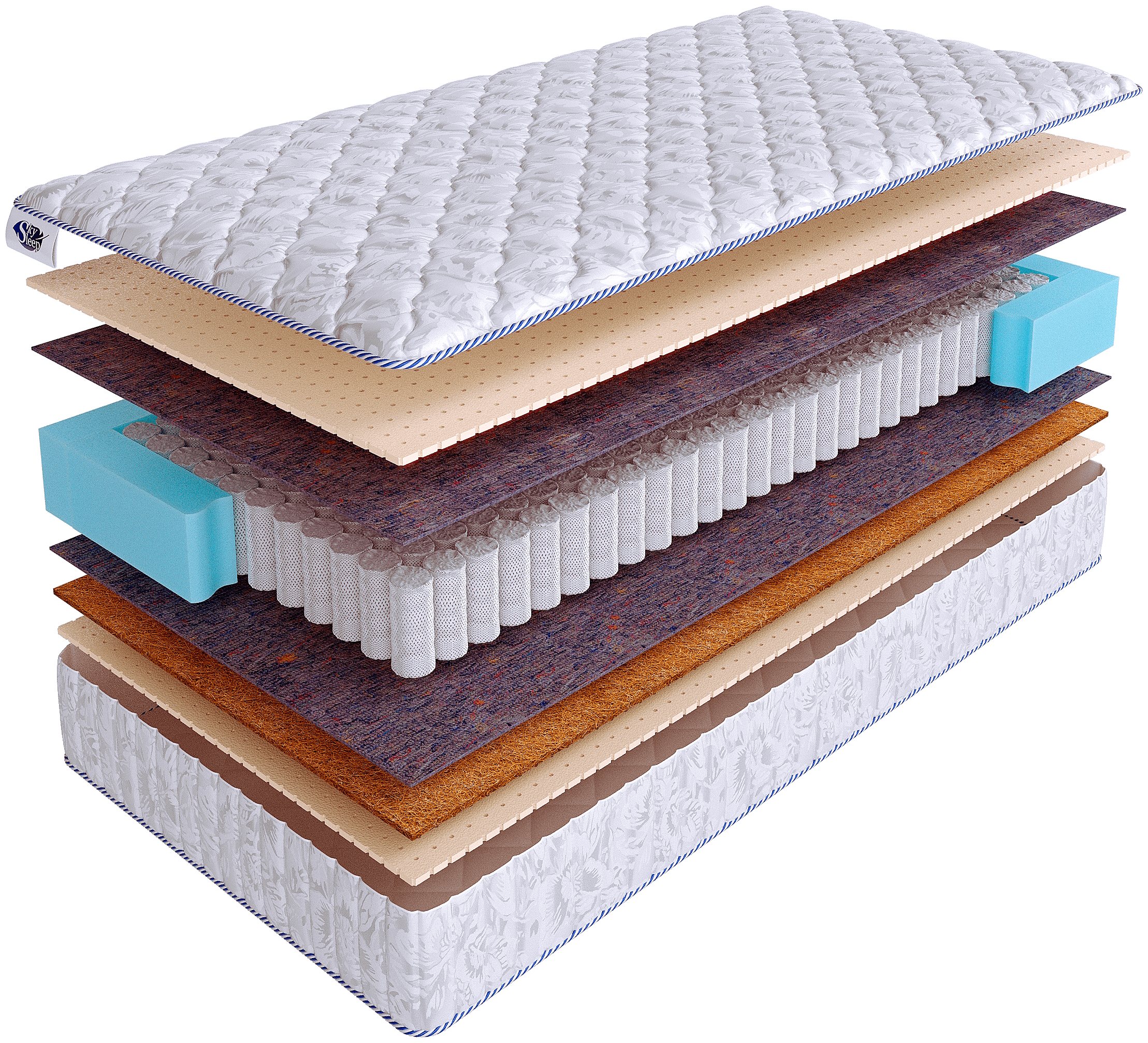 Ортопедический матрас из натуральных наполнителей с атомическим эффектом SkySleep NATURE Heavy Soft S500 на кровать 80x200