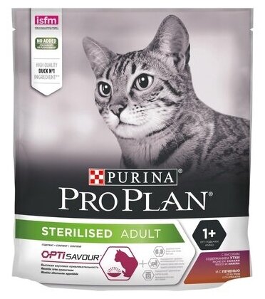 Purina Pro Plan Сухой корм для Кастрированных кошек Утка и печень (Sterilised Duck) 12384807 | Sterilised Duck 0,4 кг 38536 (2 шт)