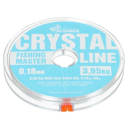 Леска монофильная ALLVEGA Fishing Master CRYSTAL, диаметр 0.18 мм, тест 3.95 кг, 30 м