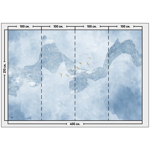 Фотообои флизелиновые обои Абстракция с золотыми птицами китайская живопись 4 x 27 м 6676₽
