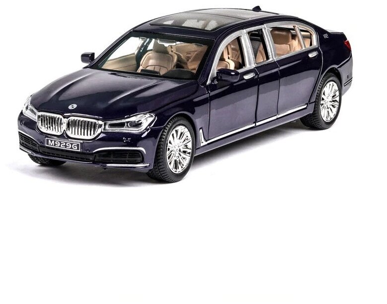 Металлическая модель BMW 760L 1:24. свет, звук M929G (Цвет: Синий)