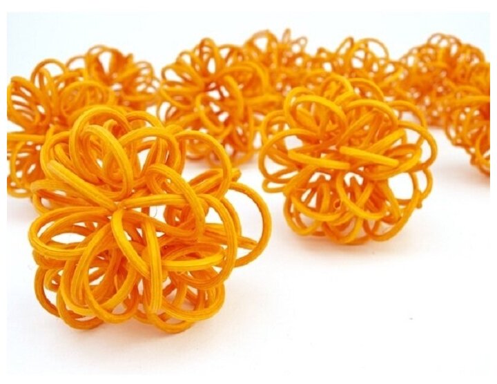 Шары-петельки из ротанга оранжевые, 5 см, 10 шт. в упаковке, для декора