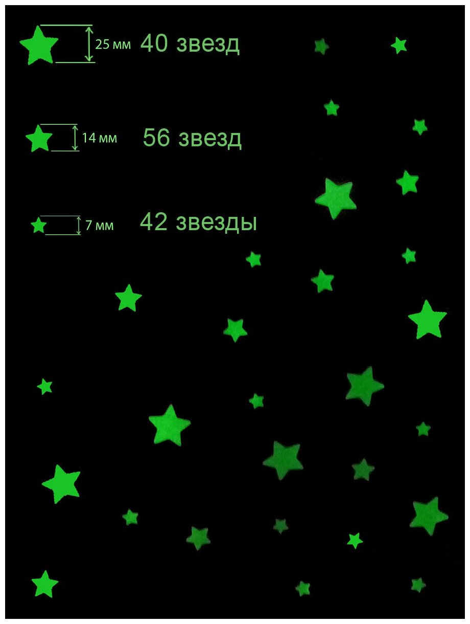 Светящиеся в темноте наклейки Doski4you Звездочки в детскую на стену, потолок (интерьерные, декоративные)