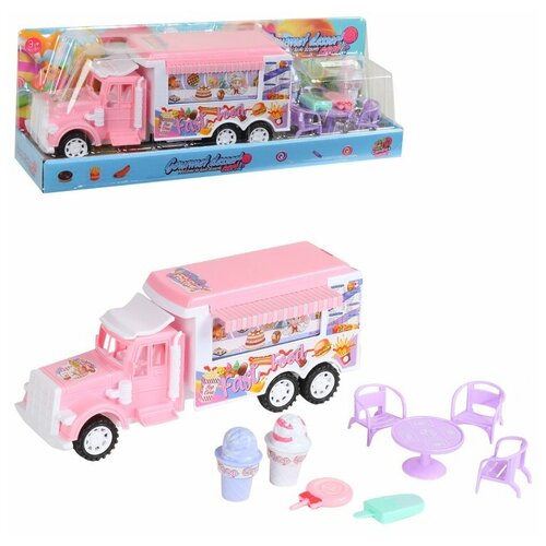 фото Игровой набор машина - фургон "передвижное кафе-мороженое",магазин мороженое,детские ролевые игрушки,игрушки для детей, игрушки для девочек ,подарок ,цвет розовый в/к 47х11х15 см компания друзей