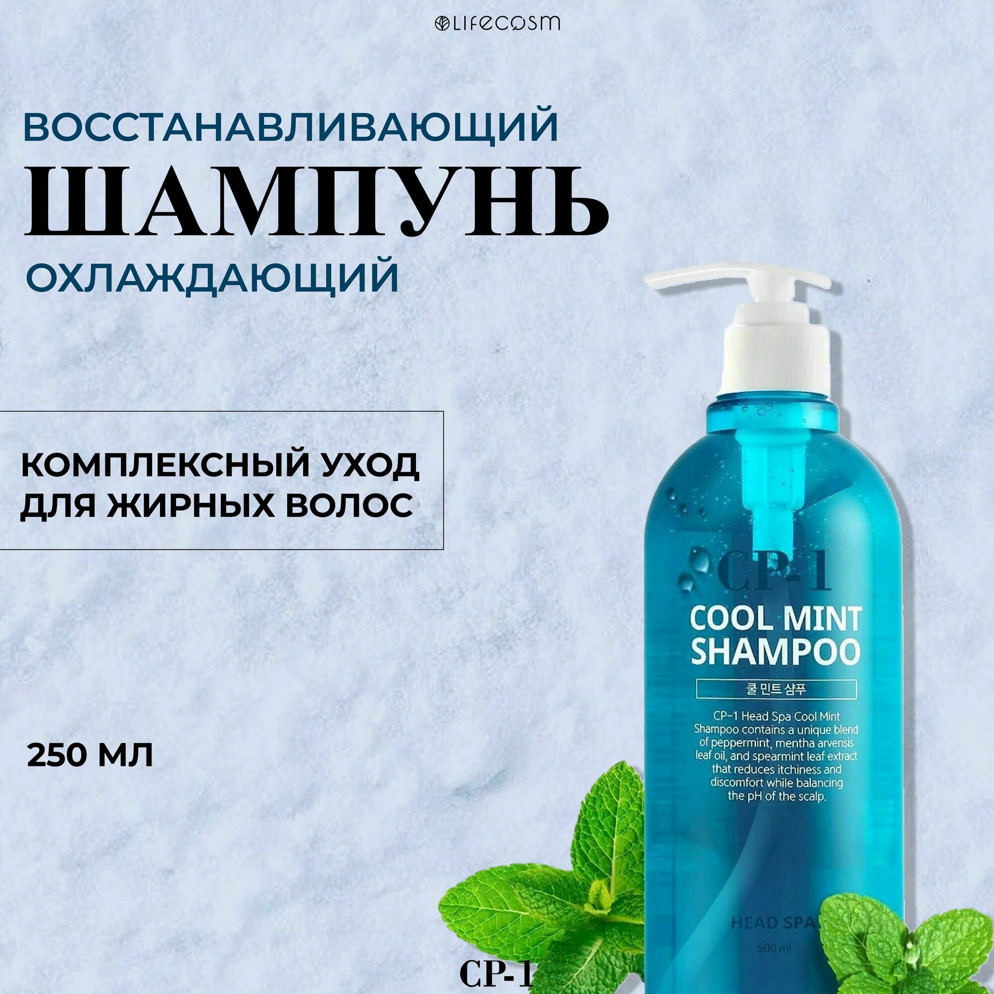 Охлаждающий шампунь для волос с ментолом Esthetic House CP-1 Head Spa Cool Mint Shampoo 500ml