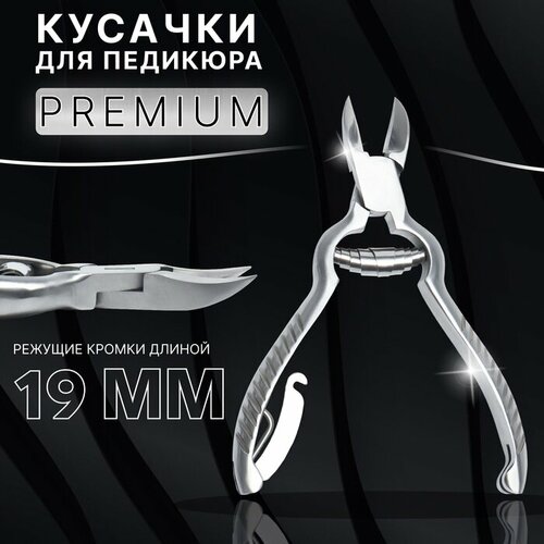 Кусачки педикюрные «Premium», с фиксатором, усиленные, 13,8 см, длина лезвия - 19 мм, цвет серебристый кусачки для кутикулы 1 пружина 9 5см 10мм золот серебр блистер qf