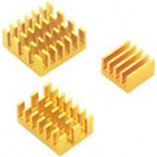Набор радиаторов Raspberry ACD Gold 3 in 1 Heat Sink Set Aluminum (15x10x5мм 14x14x6мм и 8.8x8.8x5мм) for Pi 4B комплект из 3шт