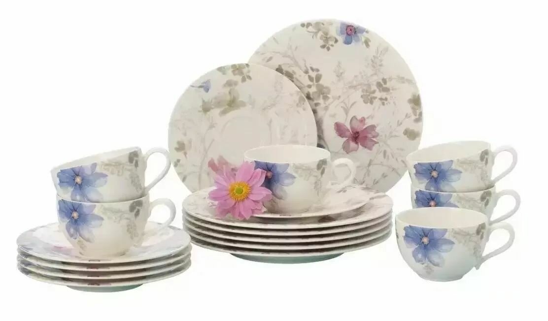 Villeroy & Boch Mariefleur Gris Чайный сервиз 18 предметов, на 6 персон