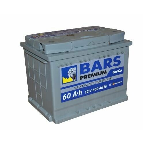 Аккумулятор автомобильный Bars Premium 60Ач R+ EN600A 242x175x190 B13