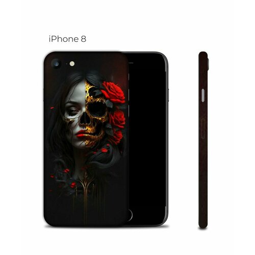 Чехол наклейка с защитой на камеру на iPhone 8 черный