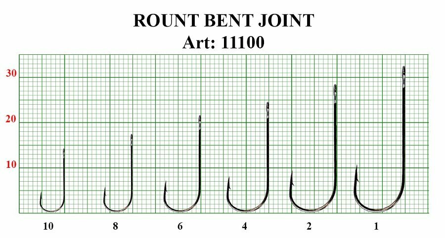 Крючки Round Bent Joint № 6. Большое ушко. Длинное цевьё.