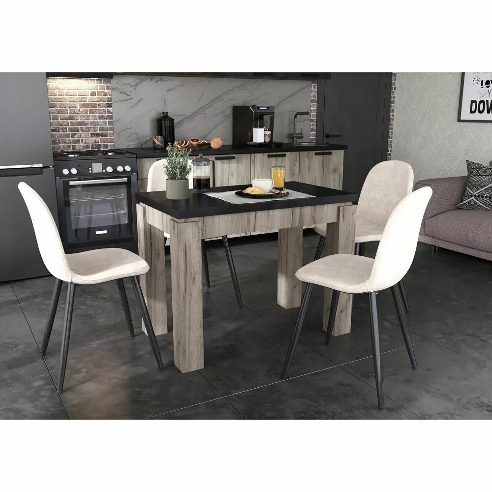 фото Стол кухонный эдинбург черный/ДУБ крафт серый ЛДСП, для дома, дачи, кухни, столовой, 980х580х760 стендмебель